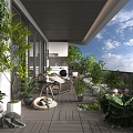 Villa Balcony Terrace Landscape 3d model