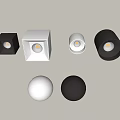 Modern Downlights And Spotlights Featuring White Round And Black Square Design Styles 3d model
