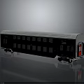 TRIX Silver Train Car with Multiple Windows Red Door and Reflective Surface on Gray Background