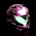 Shiny Purple Motorcycle Helmet With Green Tinted Visor And Aerodynamic Shape