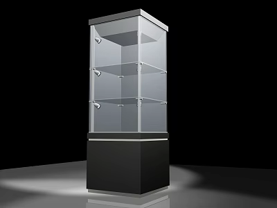 Elegant Glass Display Cabinet With Multi layer Shelves And Black Base Modern Design Structure 3d model