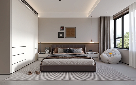 Modern Minimalist Bedroom 3d model