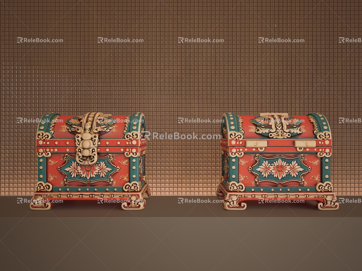 Chinese Style Retro Other Sicks Chinese Style Retro Treasure Box Modern Retro Leather Box Retro Jewelry Box Chinese Style Storage Box Antique Treasure Box 3d model