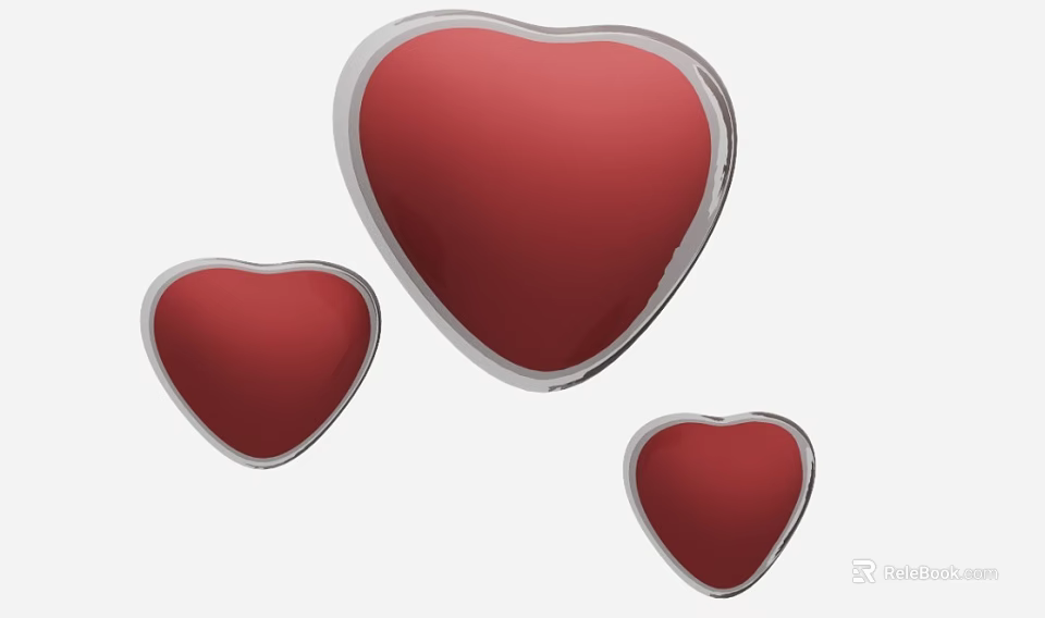 Kids Playground With Three Red Heart Shapes And Silver Edges 3d model 