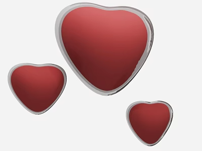 Kids Playground With Three Red Heart Shapes And Silver Edges 3d model
