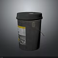 Gray Industrial Bucket With Secure Lid And Metal Handle Side Label