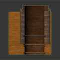 Detailed Brown Cylindrical Structure With Arched Doorway Staircase And Wooden Platform