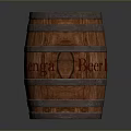 Vintage Wooden Barrel With Metal Strips And Rengel Engraved Text Design