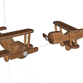 Electric Toy Wooden Biplane Airplanes With Vintage Style And Wheels