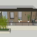 Roof Garden Night Sky With Stars Wooden Deck Interior Green Plants Counter And City View