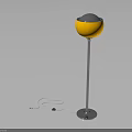 Modern Floor Lamp With Yellow Spherical Shade And Silver Pole Base