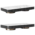 Modern Coffee Table Design With Marble Veined Top Black Frame And Gold Base
