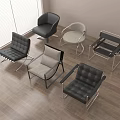 Modern Leisure Chairs with Black Gray Colors and Metal Frame Design