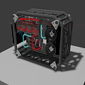 Gaming PC Case With Transparent Panel Red Blue Fans And Liquid Cooling System 3d model