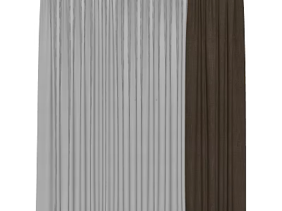 Stylish Gray And Brown Pleated Curtains For Modern Interior Design 3d model