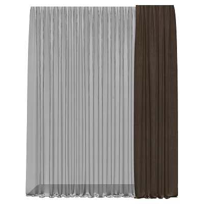 Stylish Gray And Brown Pleated Curtains For Modern Interior Design 3d model