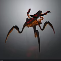 Mechanical Spider 3D Model With Black And Orange Body Red Accents And Long Legs
