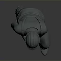 3D Construction Worker Model Wearing Safety Helmet Holding Shovel in Gray Setting