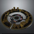 Futuristic Circular SciFi Base With Central Hub And Geometric Surrounding Structures 3d model