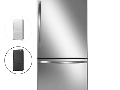 Stainless Steel Refrigerator Freezer With White And Black Color Options 3d model