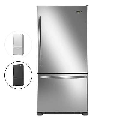 Stainless Steel Refrigerator Freezer With White And Black Color Options 3d model