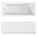 Modern White Freestanding Bathtub with Chrome Faucet and Handheld Shower Rectangular Design for Bathroom