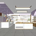 Modern Bakery Sweet Shop Cake Shop Baking Shop Shelf Silver Table Freezer Bread Cabinet Display Cabinet 3d model
