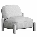 Beige Upholstered Accent Chair With Rounded Design And Wooden Legs