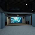 Modern Cinema Interior Featuring Large Projection Screen Comfortable Seating And Audio Equipment 3d model