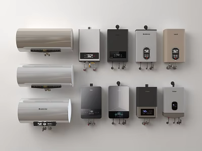 Daily Use Wall Mounted Home Water Heaters In Various Designs And Colors 3d model