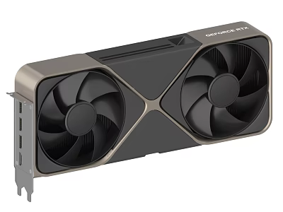 GIGABYTE Dual Fan Graphics Card With Sleek Black And Gold Cooling Design 3d model