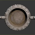 Ornate Decorative Stone Urn With Scroll Handles And Carved Base Details