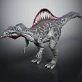 Realistic Sail Backed Spinosaurus Dinosaur With Textured Skin Red Gray Coloration Sharp Claws