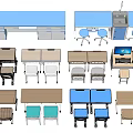 Assorted Modern Tea Table And Chair Sets With Wooden Tops And Colored Seats