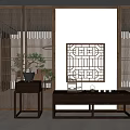 New Chinese-style partition background wall partition 3d model