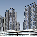 Modern High Rise Residential Buildings With Greenery Pedestrian Area And Road Surroundings