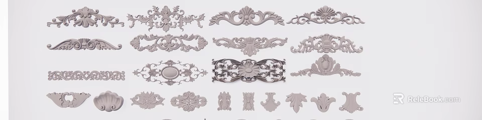 Intricate Carved Ornamental Patterns With Elegant Floral Scroll And Leaf Designs 3d model 