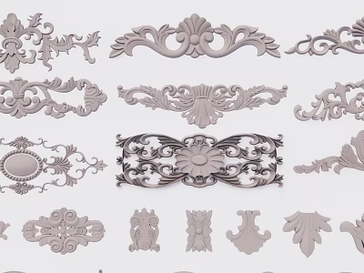 Intricate Carved Ornamental Patterns With Elegant Floral Scroll And Leaf Designs 3d model