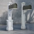 Sturdy Two White Commercial Mailbox Posts With Black Mailboxes For Outdoor Use
