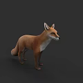 3D Rendered Red Fox With Brown And White Fur Standing On Dark Background