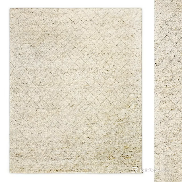 Soft Textured Square Carpet With Diamond Pattern In Neutral Tone 3d model 