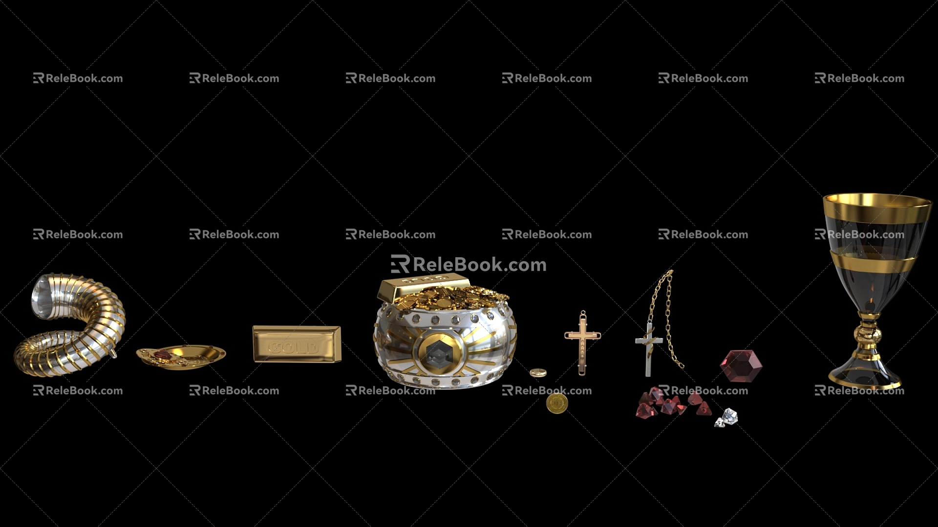 Cross Ring Gold Coin Bric 3d model