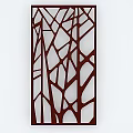 Red Metal Carved Panel With Tree Branch Pattern For Interior Decor 3d model