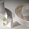 Modern spiral staircase minimalist arc staircase combination 3d model