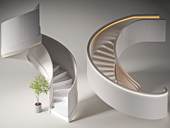 Modern spiral staircase minimalist arc staircase combination 3d model