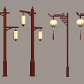 Traditional Chinese Furniture Style Street Lamps Featuring Hanging Lanterns And Ornate Designs