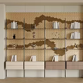 Modern Metal Frame Multilayer Storage Shelving Unit With Books Decorations And Wooden Drawers