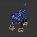 Blue Mechanical Beast Character With Yellow Eyes Sharp Claws And Spiked Tail 3d model
