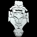 3D Model Mechanical Weapon Component With Silver White Symmetrical Armor And Decorative Patterns
