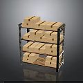 Sturdy Metal Storage Shelf With Stacked Cardboard Boxes On Each Tier